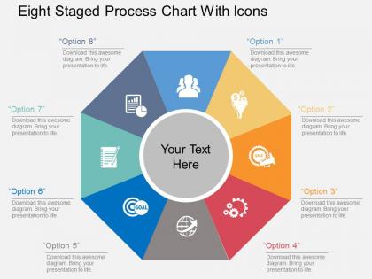 Kj eight staged process chart with icons flat powerpoint design