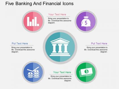 Kk five banking and financial icons flat powerpoint design