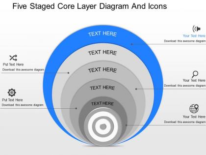 Kl five staged core layer diagram and icons powerpoint template