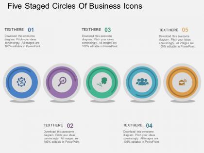 Km five staged circles of business icons flat powerpoint design