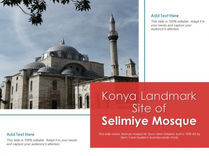 Konya landmark site of selimiye mosque powerpoint presentation ppt template