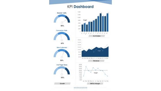 Kpi Dashboard Content Marketing Strategy Proposal One Pager Sample Example Document