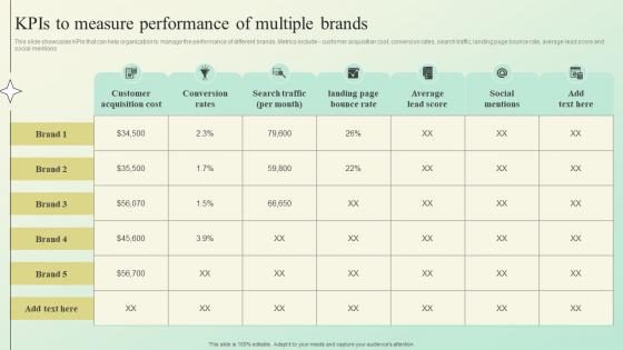 KPIS To Measure Performance Of Multiple Brands Building A Brand Identity For Companies