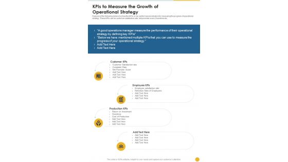 KPIs To Measure The Growth Of Operational Strategy One Pager Sample Example Document