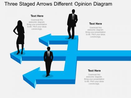 Kr three staged arrows different opinion diagram flat powerpoint design