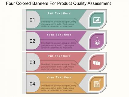 Kt four colored banners for product quality assesment flat powerpoint design
