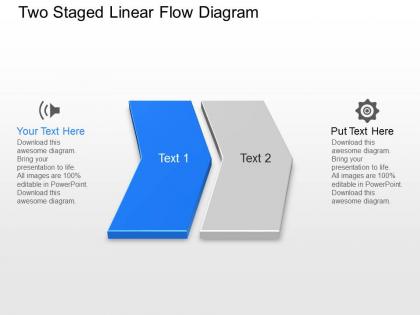 Kv two staged linear flow diagram powerpoint template