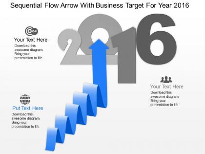 Kx sequential flow arrow with business target for year 2016 powerpoint template