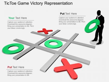 Kx tic toe game victory representation flat powerpoint design