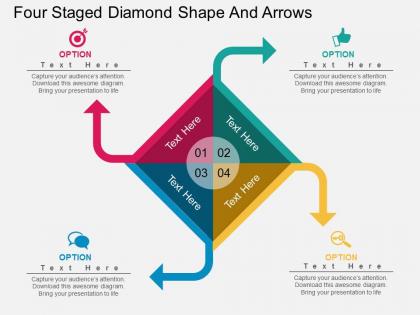 Ky four staged diamond shape and arrows flat powerpoint design