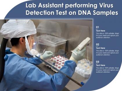 Lab assistant performing virus detection test on dna samples