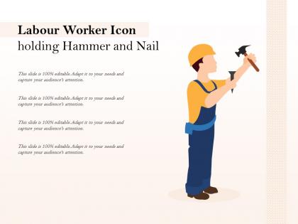 Labour worker icon holding hammer and nail