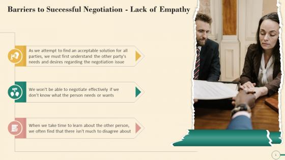 Lack Of Empathy As Barrier To Successful Negotiation Training Ppt