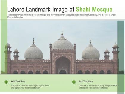 Lahore landmark image of shahi mosque powerpoint presentation ppt template