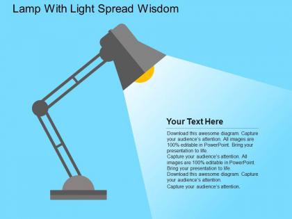 Lamp with light spread wisdom flat powerpoint design