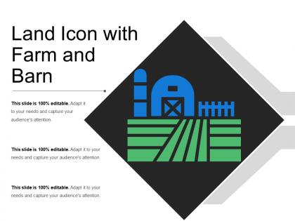 Land icon with farm and barn