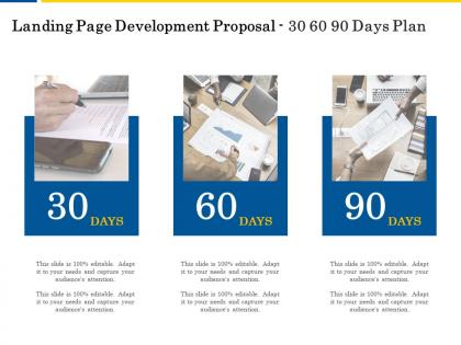Landing page development proposal 30 60 90 days plan ppt powerpoint styles