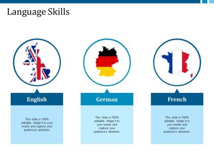 Language skills english german french ppt summary slide portrait