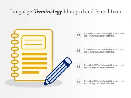 Language terminology notepad and pencil icon