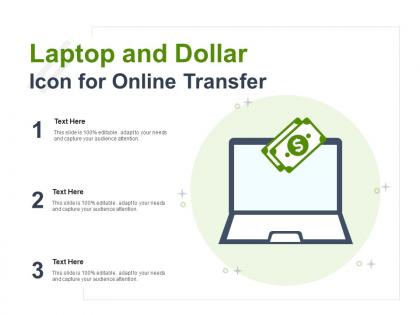 Laptop and dollar icon for online transfer