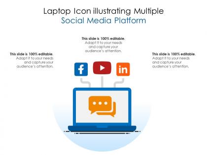 Laptop icon illustrating multiple social media platform