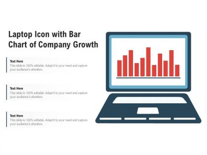 Laptop icon with bar chart of company growth