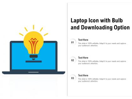 Laptop icon with bulb and downloading option