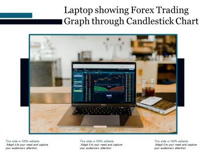 Laptop showing forex trading graph through candlestick chart