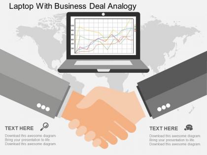 Laptop with business deal analogy ppt presentation slides