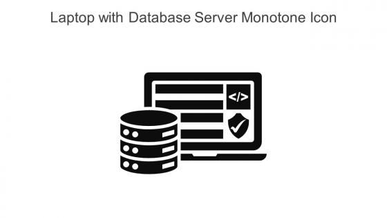 Laptop With Database Server Monotone Icon In Powerpoint Pptx Png And Editable Eps Format