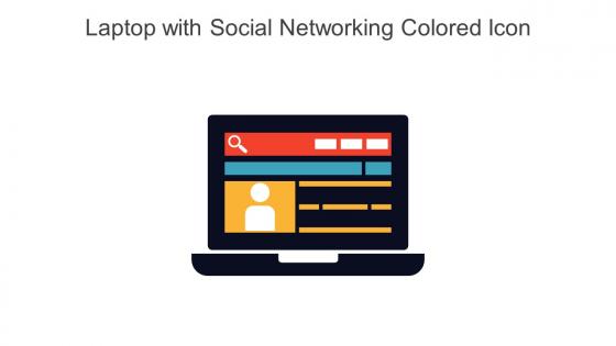 Laptop With Social Networking Colored Icon In Powerpoint Pptx Png And Editable Eps Format