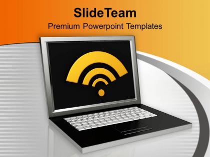 Laptop with wifi symbol computer powerpoint templates ppt themes and graphics 0213