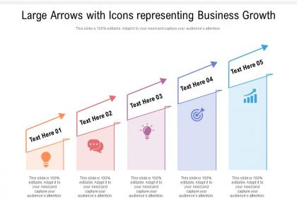 Large arrows with icons representing business growth