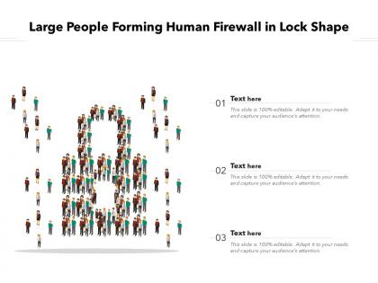 Large people forming human firewall in lock shape