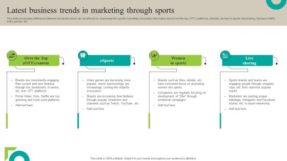 Latest Business Trends In Through Sports Increasing Brand Outreach Marketing Campaigns MKT SS V
