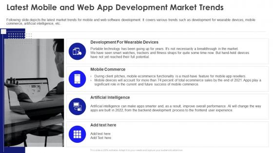 Latest mobile and web app development market trends ppt slides gallery