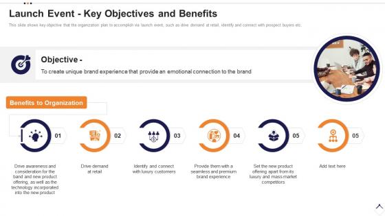 Launch event key objectives and benefits execution plan for product launch