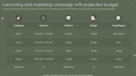 Launching Viral Marketing Campaign With Projected Budget
