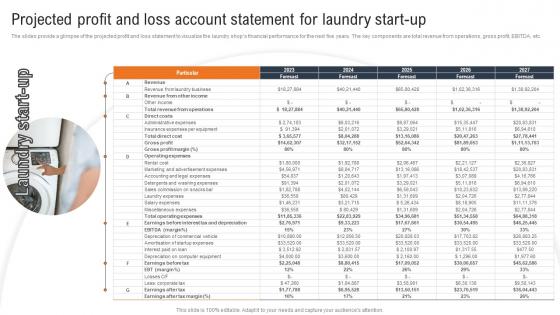 Laundry And Dry Cleaning Projected Profit And Loss Account Statement For Laundry Start Up BP SS