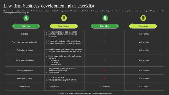 Law Firm Business Development Plan Checklist