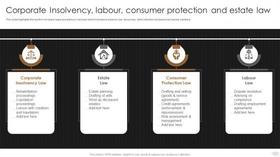 Law Firm Company Profile Corporate Insolvency Labour Consumer Protection And Estate Law