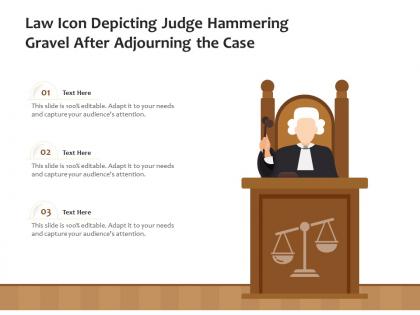Law icon depicting judge hammering gravel after adjourning the case