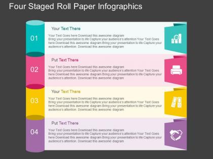 Lb four staged roll paper infographics flat powerpoint design