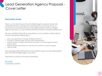 Lead generation agency proposal cover letter ppt powerpoint presentation professional slides