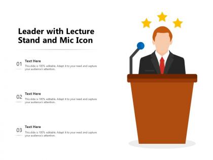 Leader with lecture stand and mic icon
