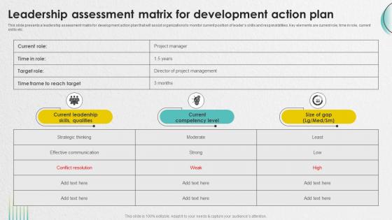 Leadership Assessment Matrix For Development Action Plan