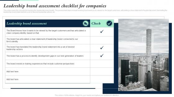 Leadership Brand Assessment Checklist For Companies Building Brand Leadership Strategy