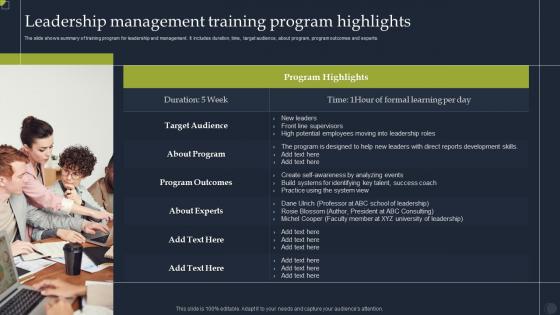 Leadership Management Training Program Highlights