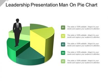 Leadership presentation man on pie chart