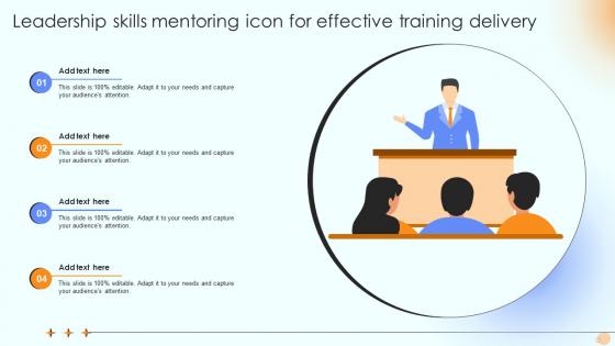 Leadership Skills Mentoring Icon For Effective Training Delivery